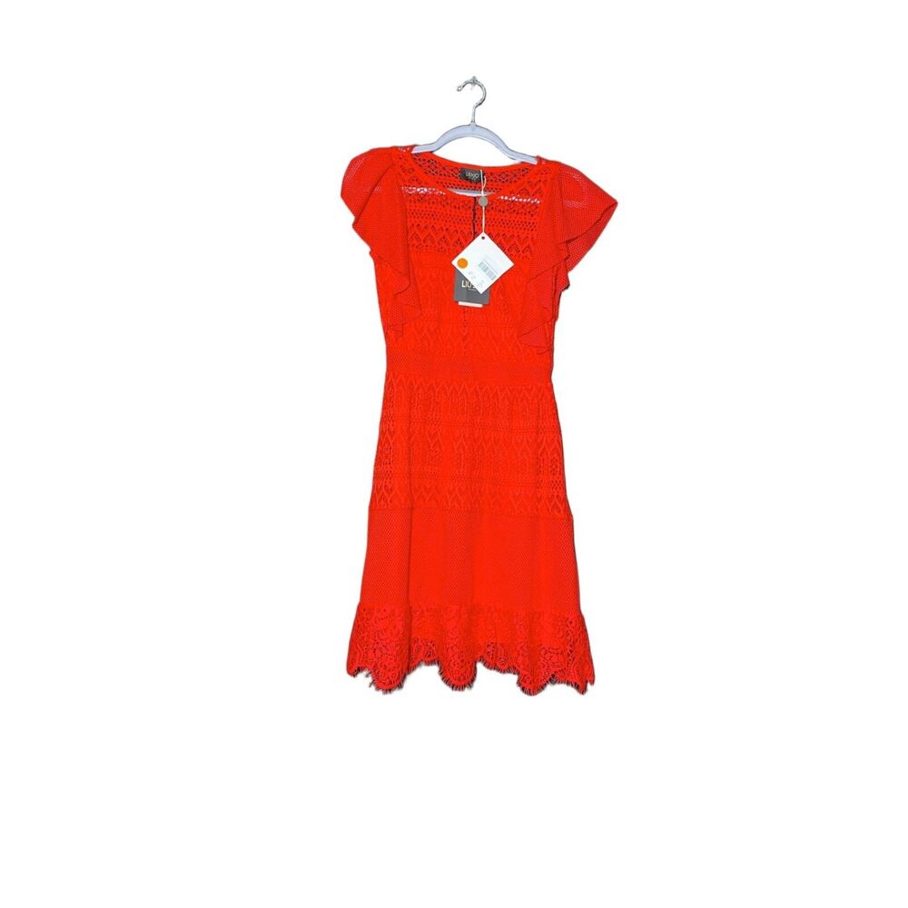 LIU JO Women's Red Orange Lace Fit and Flare Dress US Size 6 NWT